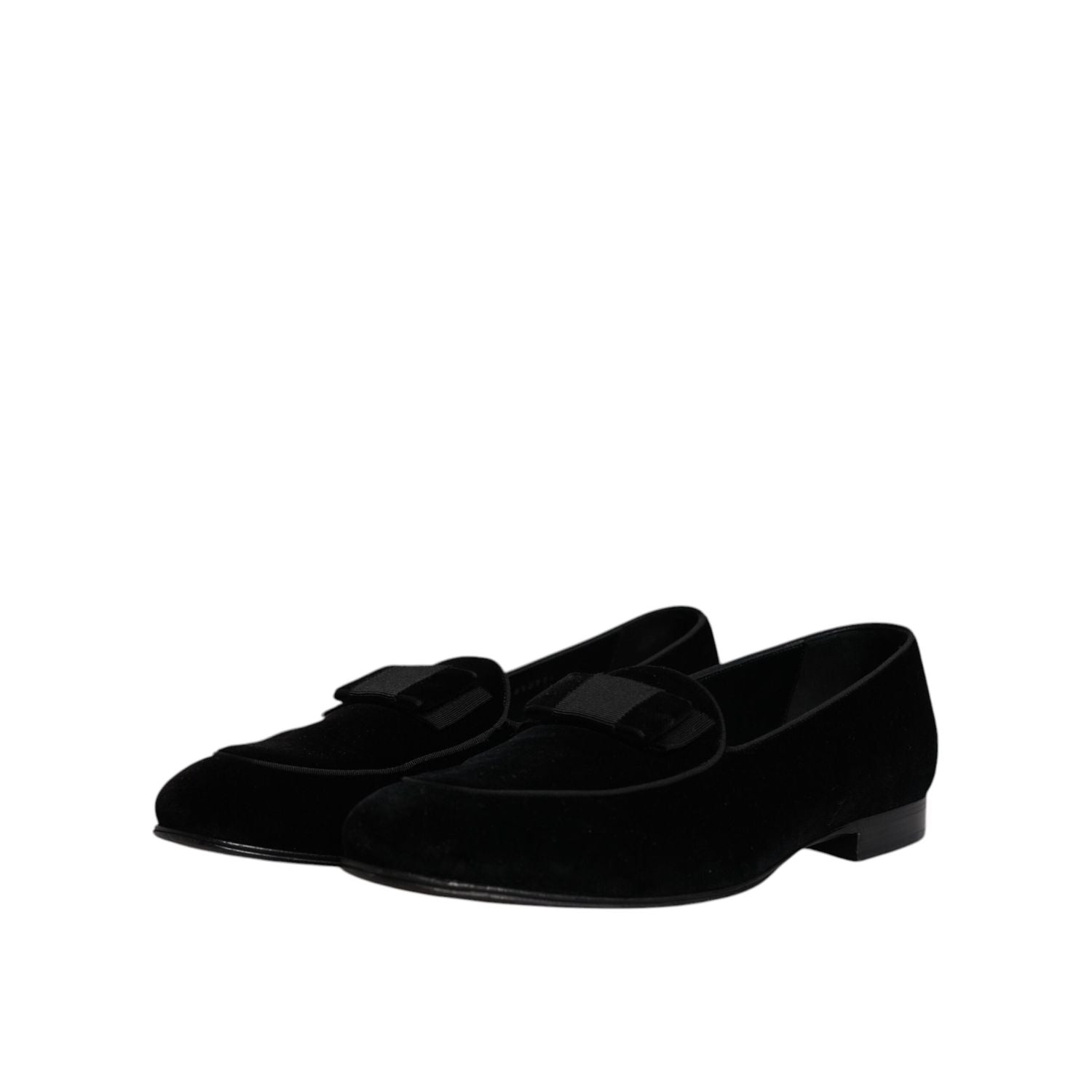 Dolce & Gabbana Black Velvet Loafers Formal Men Dress Shoes