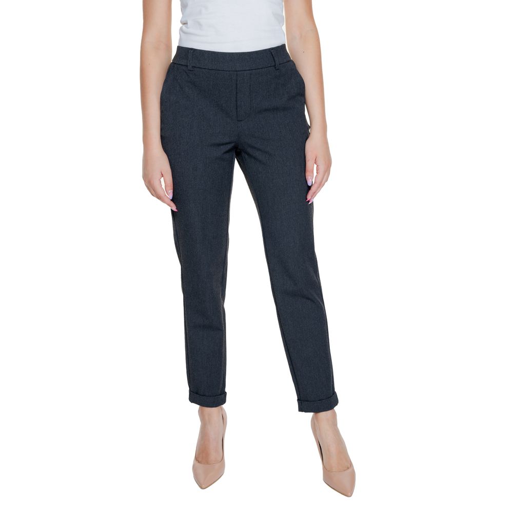Vero Moda Gray Polyester Pant for women, featuring a blend of polyester, viscose, and elastane. Ideal for spring/summer collection.