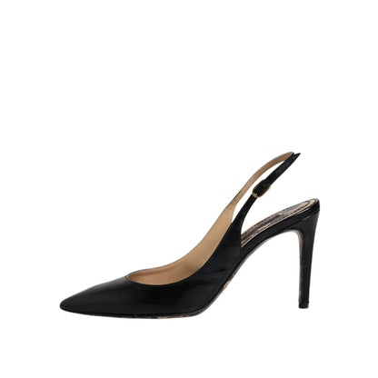 Dolce & Gabbana Black Leather High Heels Slingbacks Shoes