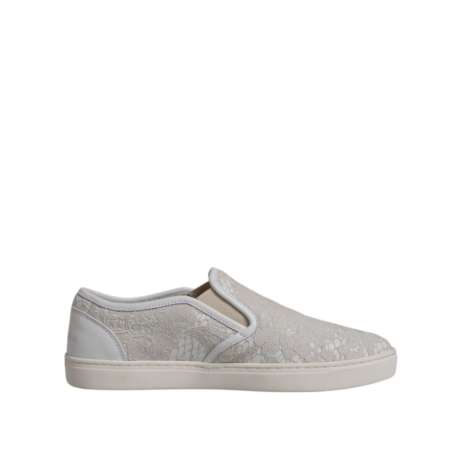 Dolce & Gabbana White Floral Lace Slip On Loafers Shoes