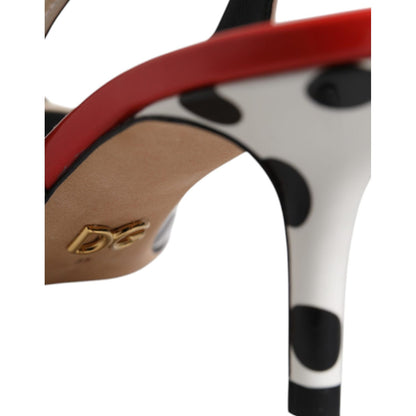 Dolce & Gabbana Multicolor Leather Crystal Heels Slingback Shoes