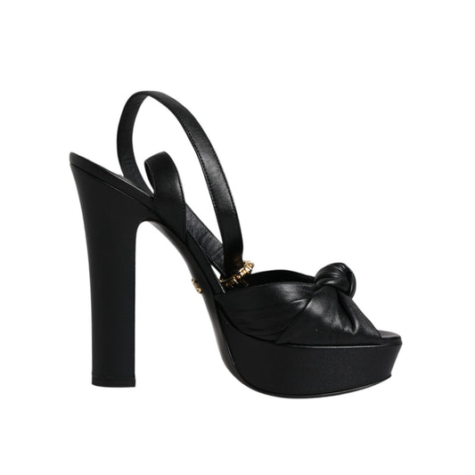Dolce & Gabbana Black Leather Platform Heels Sandals Shoes Dolce & Gabbana Black