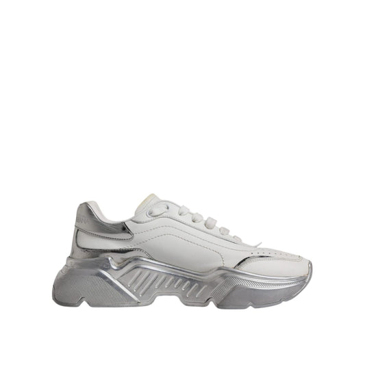 Dolce & Gabbana White Silver Daymaster Low Top Sneakers Shoes