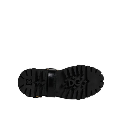 Dolce & Gabbana Black Leather Slip On Stretch Trekking Boots Shoes