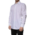 Dolce & Gabbana White Cotton Slim Fit Formal GOLD Dress Shirt