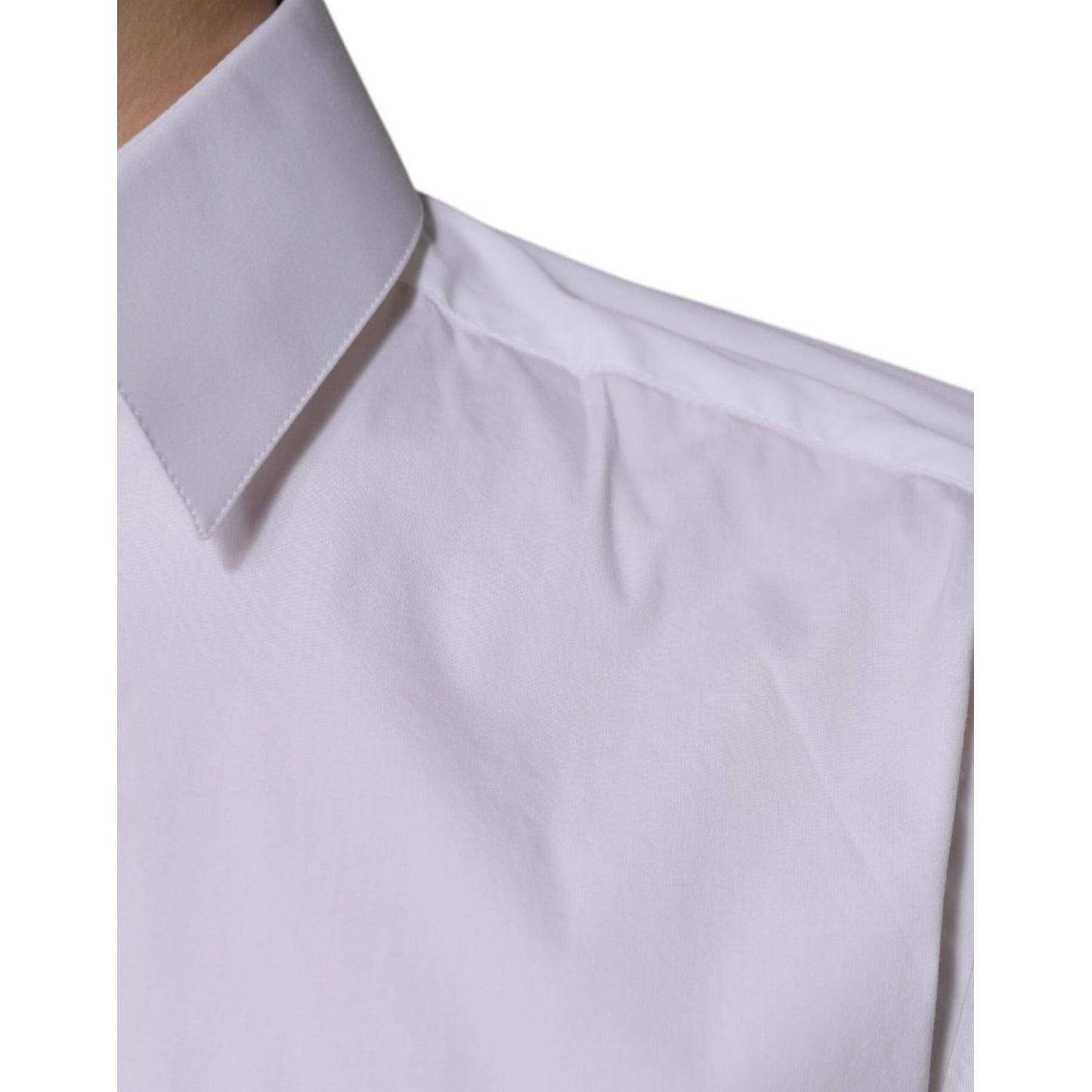 Dolce & Gabbana White Cotton Long Sleeve GOLD Dress Shirt