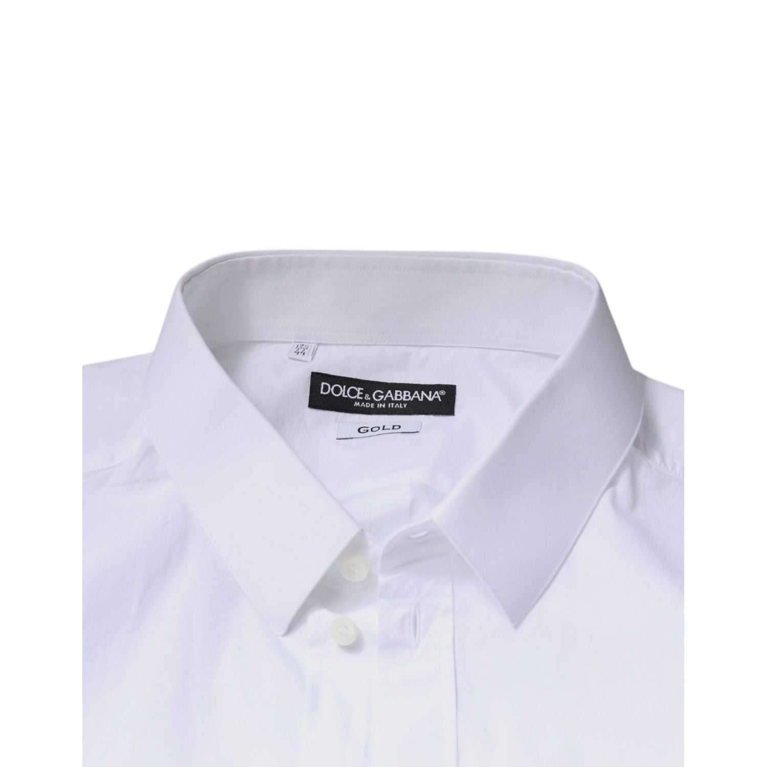 Dolce & Gabbana White Logo Cotton Slim Fit GOLD Dress Shirt