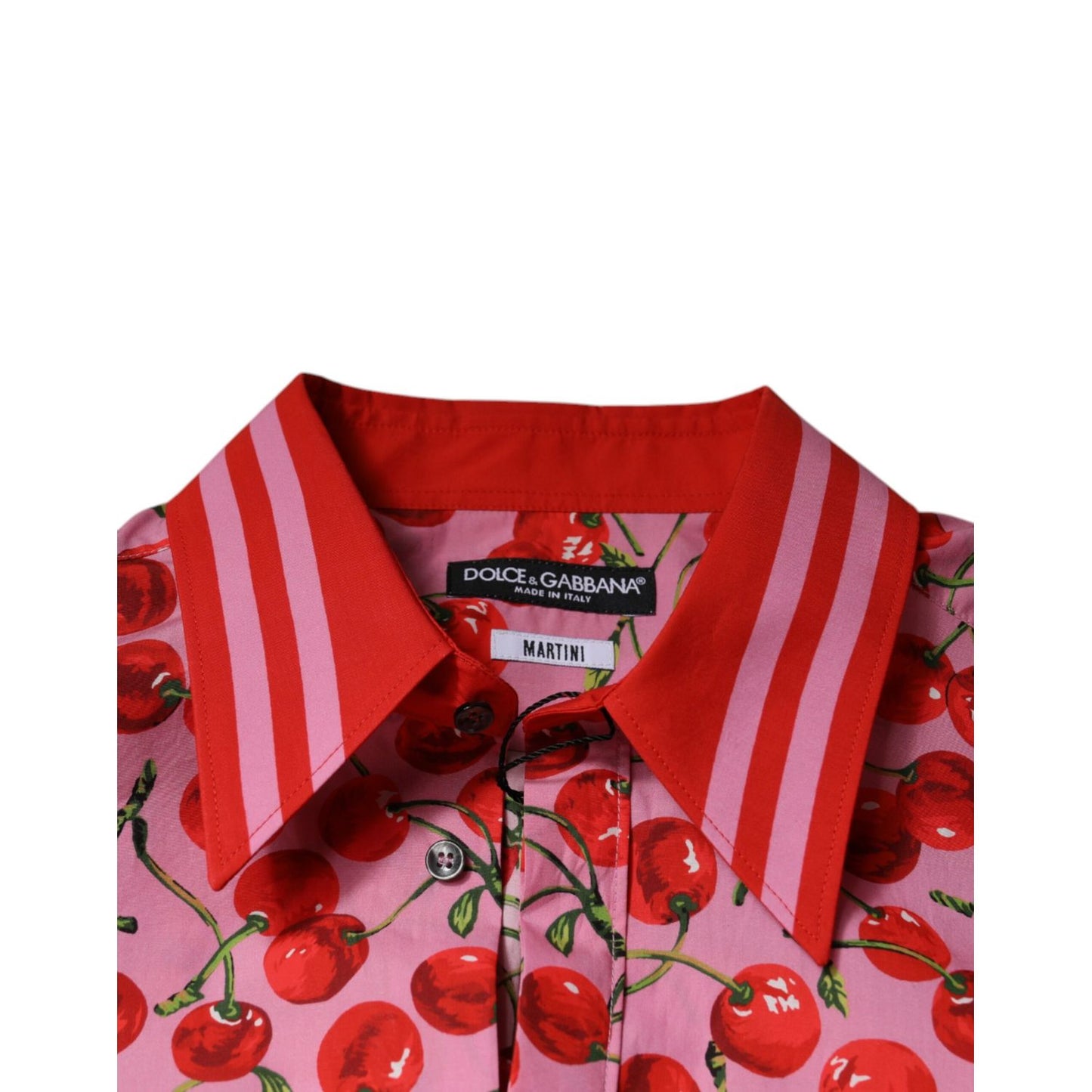Dolce & Gabbana Pink Cherry Cotton Formal MARTINI Dress Shirt
