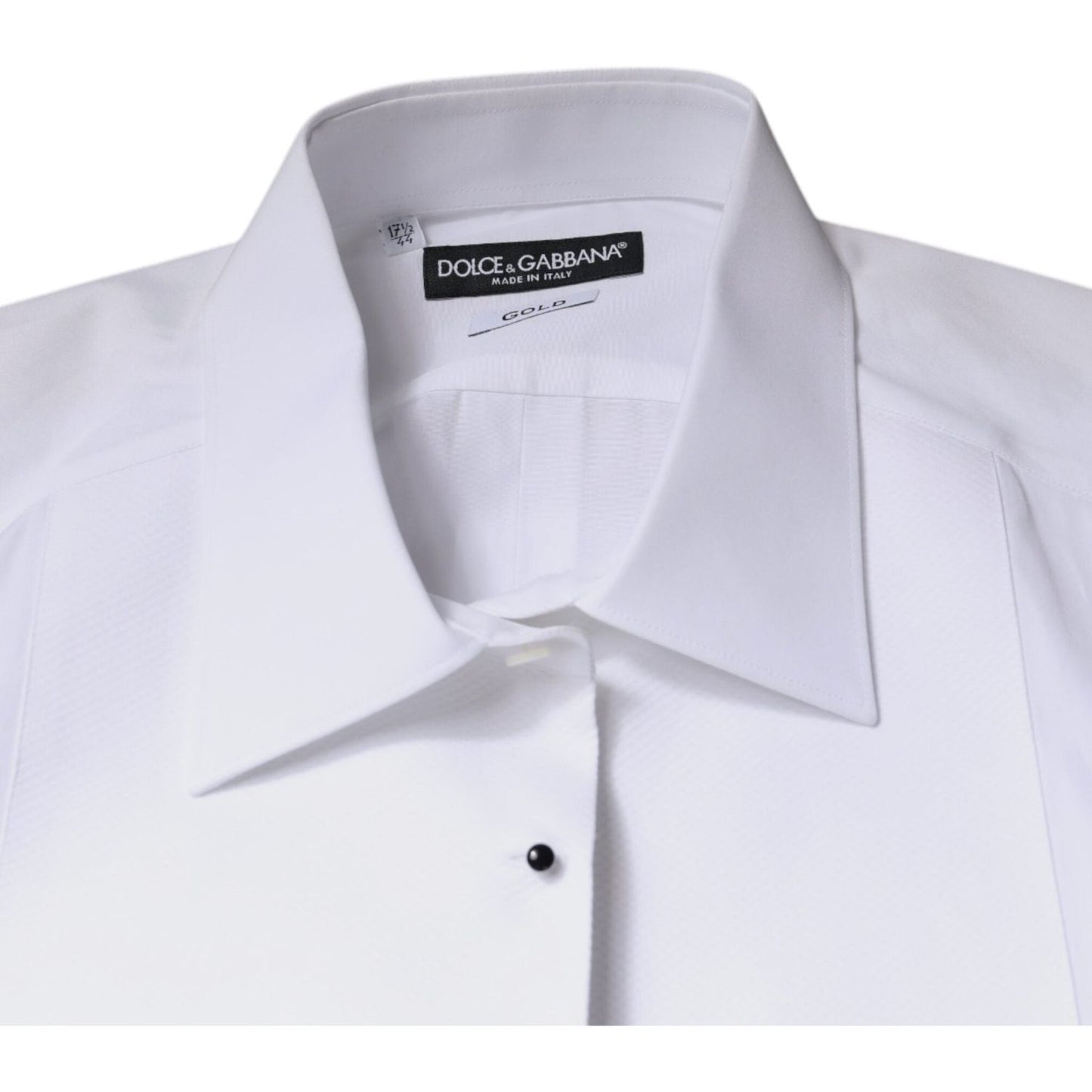 Dolce & Gabbana White Bib Cotton Poplin GOLD Formal Shirt