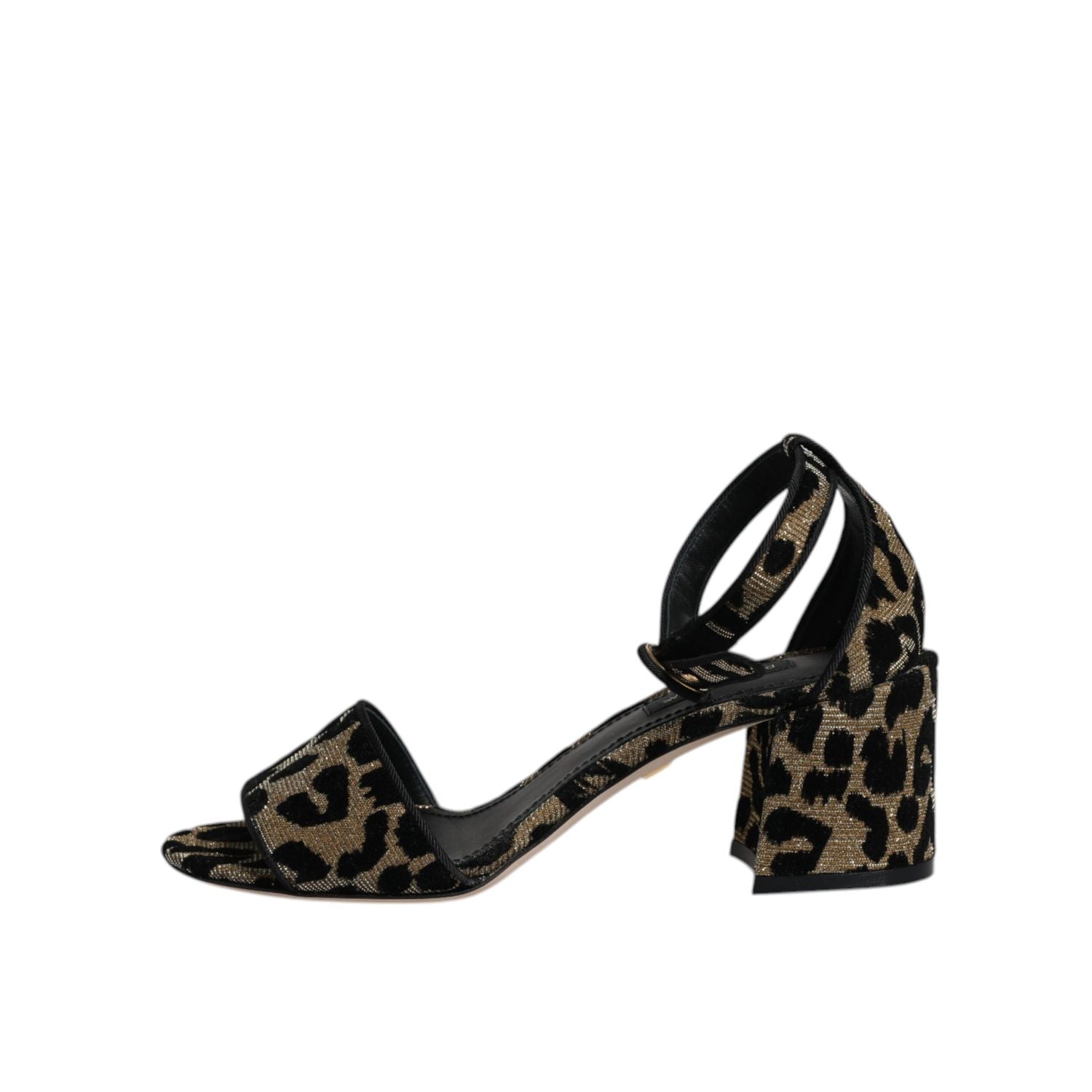 Dolce & Gabbana Gold Leopard Lurex Ankle Strap Heels Sandals Shoes