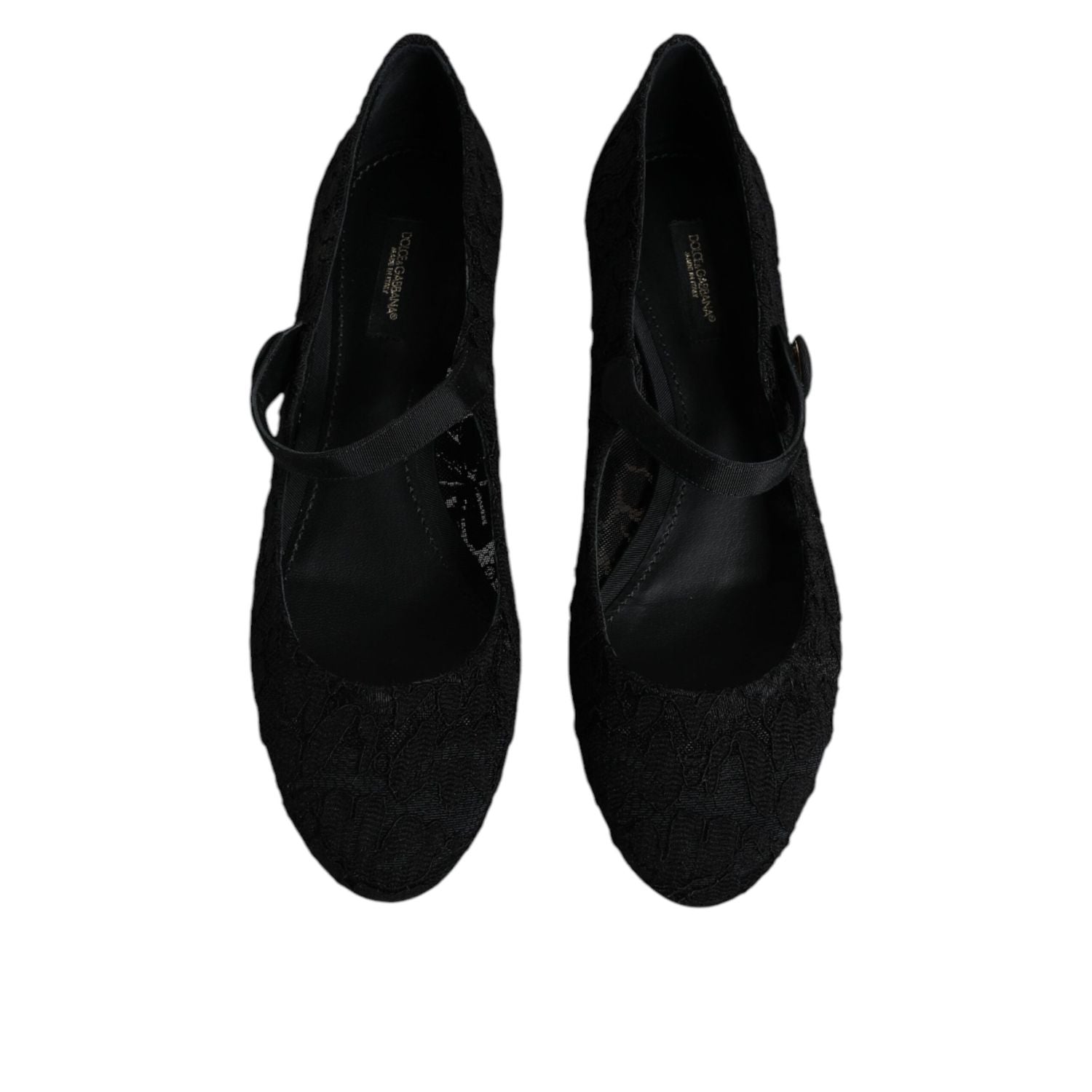 Dolce & Gabbana Black Mary Jane Taormina Lace Pumps Shoes