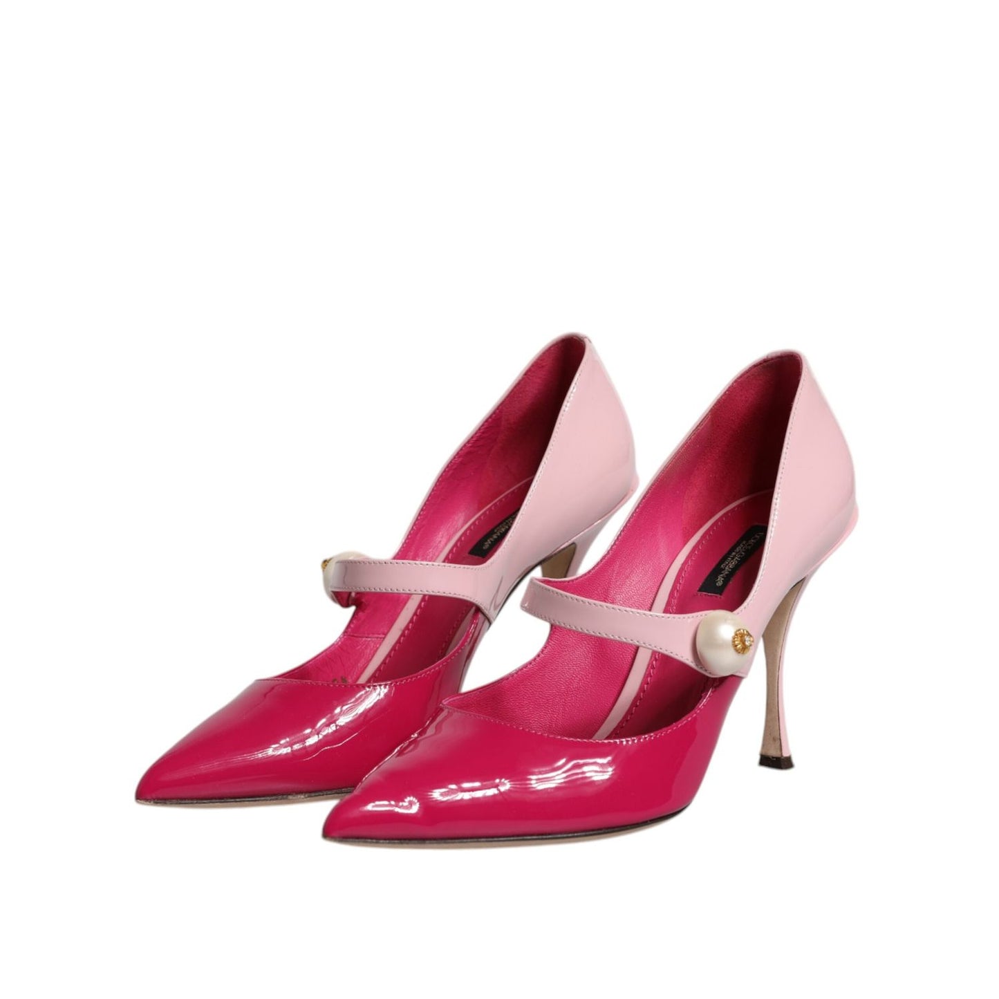 Dolce & Gabbana Two Tone Pink Leather Mary Jane Heels Pumps Shoes