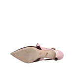 Dolce & Gabbana Pink Maroon Leather Kitten Heels Slingbacks Shoes