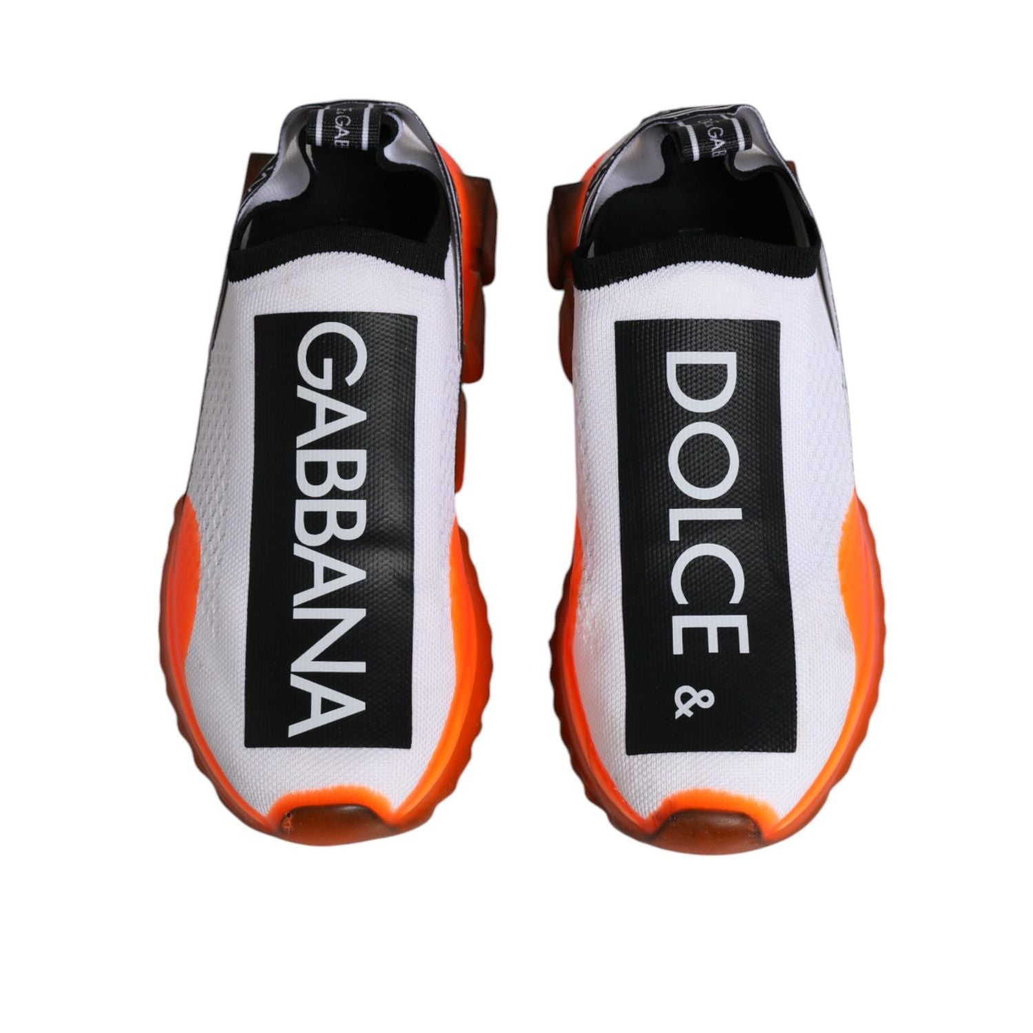 Dolce & Gabbana White Orange Slip On Sorrento Sneakers Shoes
