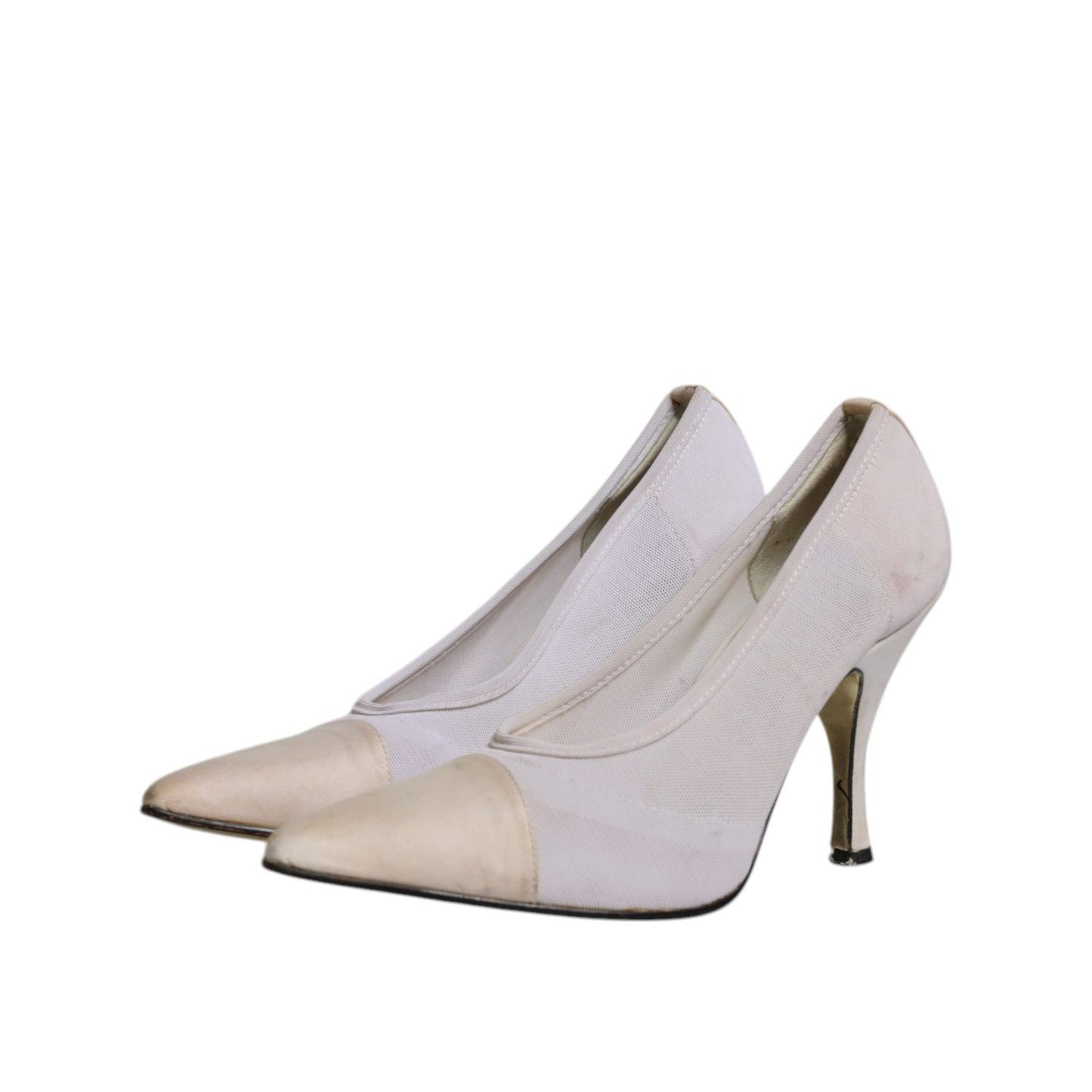 Dolce & Gabbana White Beige Leather High Heels Pumps Shoes