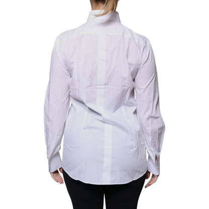 Dolce & Gabbana White Cotton Collared Long Sleeves Shirt Top