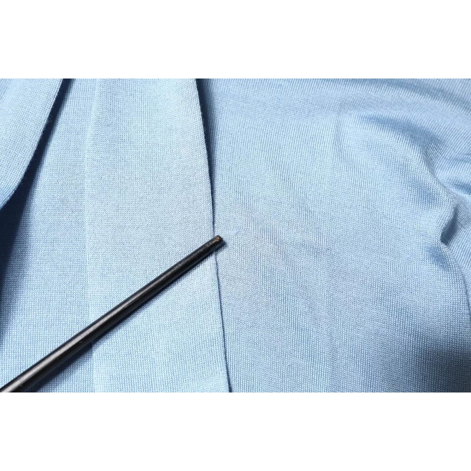 Dolce & Gabbana Blue Silk Knit Pullover Ascot Collar Top