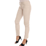 Ermanno Scervino Chic Beige Corduroy Skinny Slim Fit Pants Jeans & Pants Ermanno Scervino Light Gray