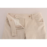 Ermanno Scervino Chic Beige Corduroy Skinny Slim Fit Pants Jeans & Pants Ermanno Scervino Gray
