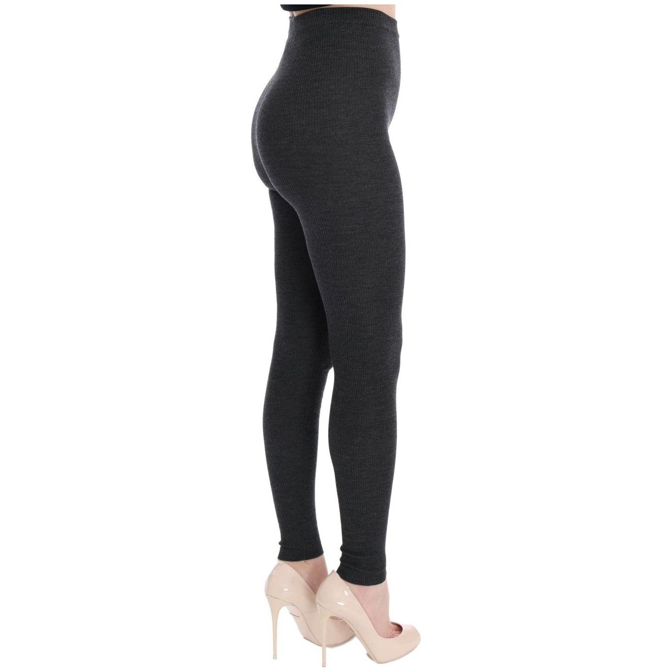 Dolce & Gabbana Gray Wool Stretch Tights