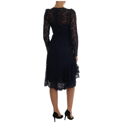 Dolce & Gabbana Blue Taormina Floral Lace Sheath Dress
