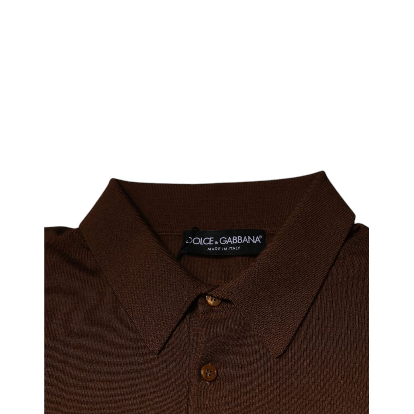 Dolce & Gabbana Brown Cashmere Buttoned Men Pullover Sweater