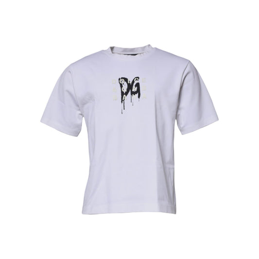 Dolce & Gabbana White DG Logo Crew Neck Short Sleeve T-shirt