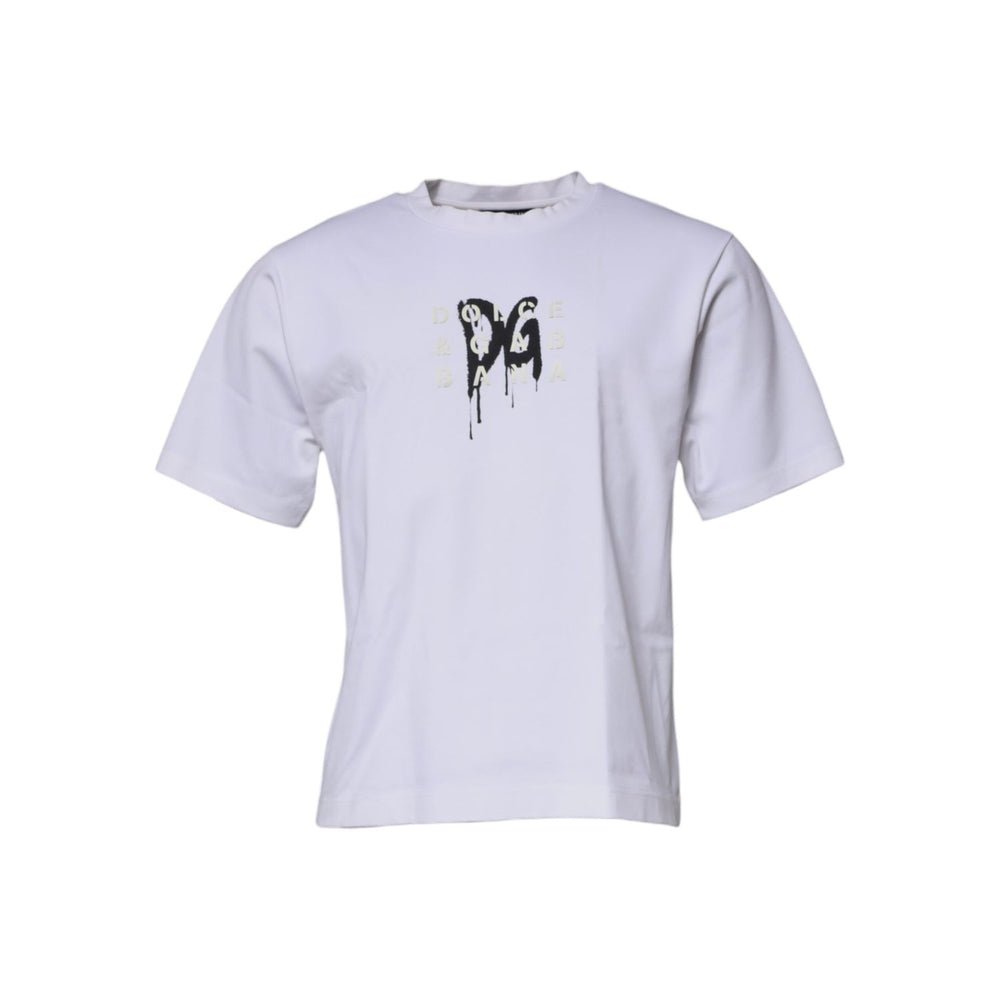 Dolce & Gabbana White DG Logo Crew Neck Short Sleeve T-shirt