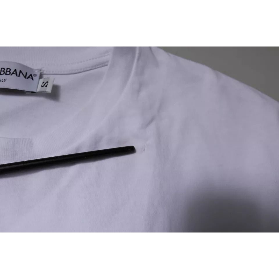 Dolce & Gabbana White DG Logo Cotton Crew Neck T-shirt