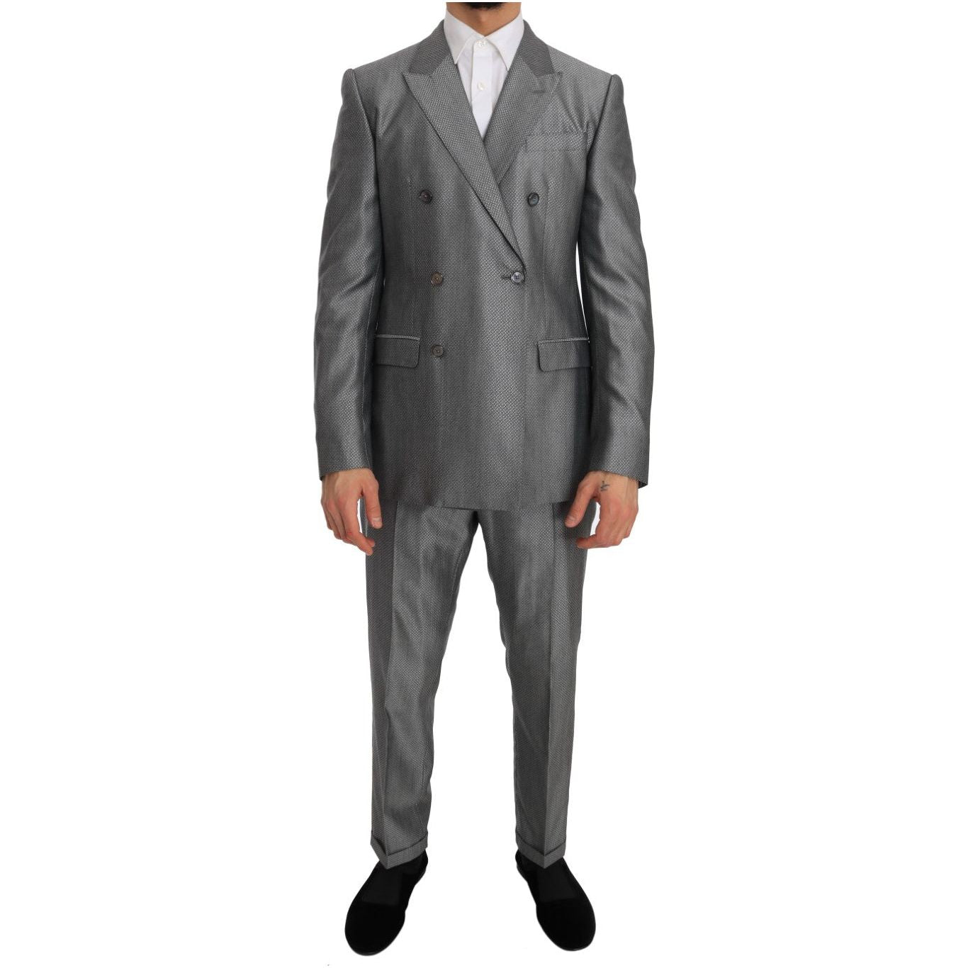 Dolce & Gabbana Black Stretch Crystal Bee Slim Fit Suit