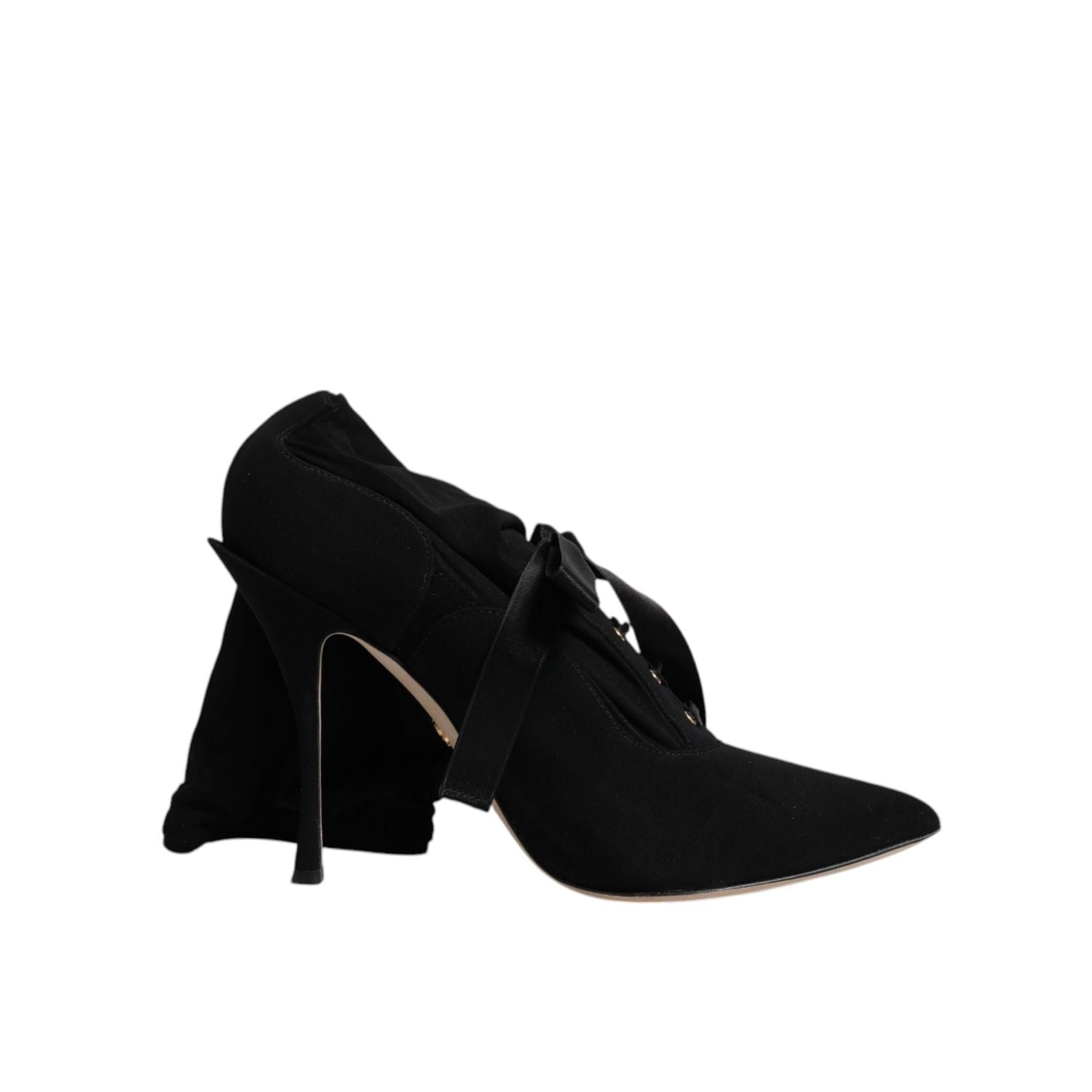 Dolce & Gabbana Black Stiletto Heels Mid Calf Boots Shoes