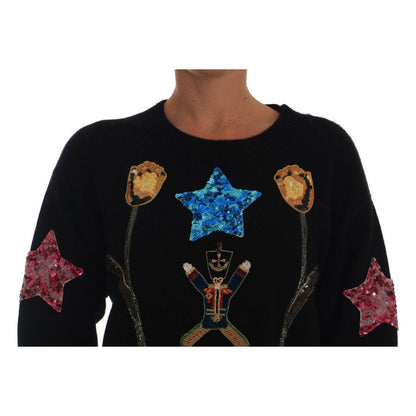 Dolce & Gabbana Fairy Tale Crystal Black Cashmere Sweater
