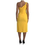 Dolce & Gabbana Yellow One Shoulder Side Slit Midi Dress