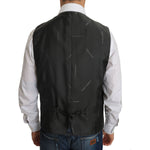 Dolce & Gabbana Gray Wool STAFF Checkered Stretch Vest