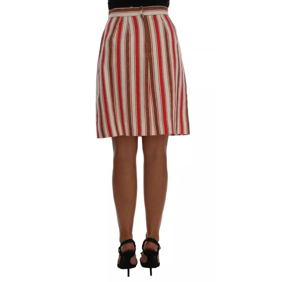 Dolce & Gabbana Multicolor Portofino Stripes Cotton Midi Skirt
