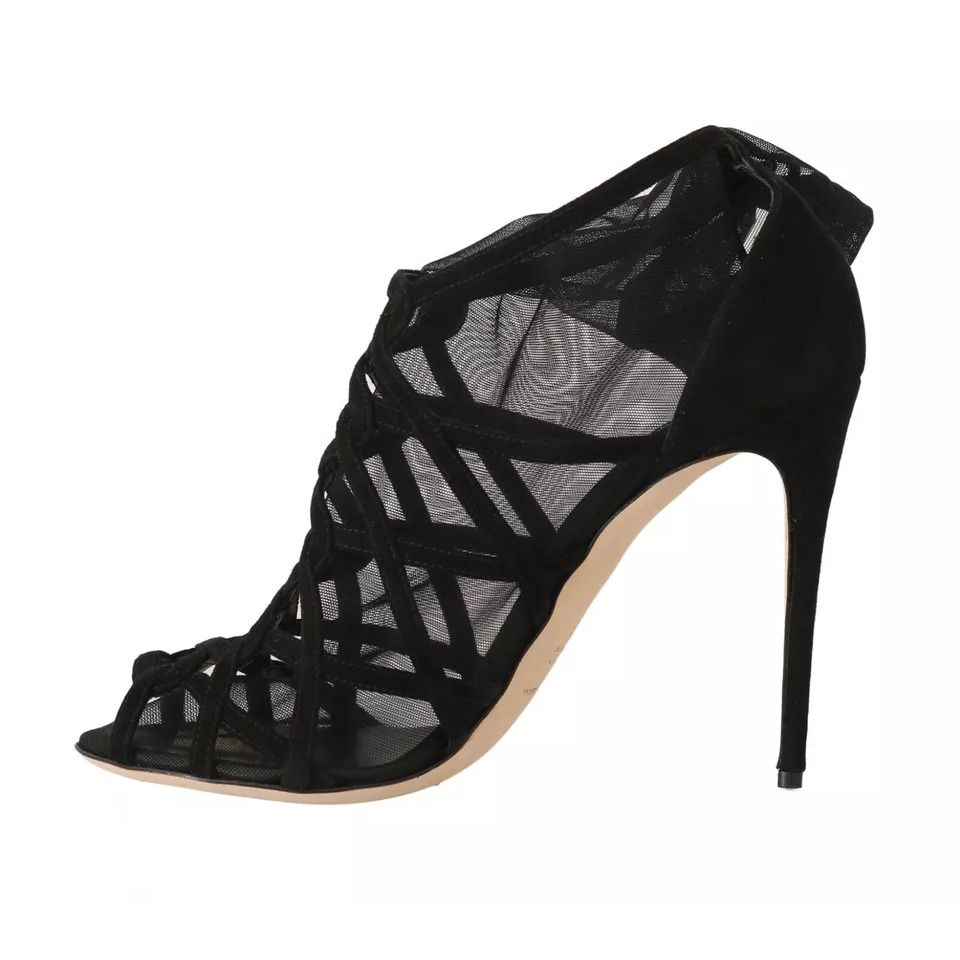 Dolce & Gabbana Black Suede Stilettos Booties Socks Shoes