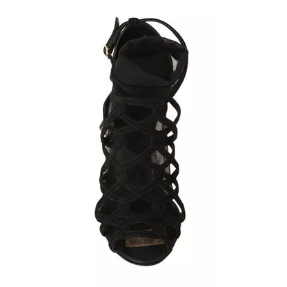 Dolce & Gabbana Black Suede Stilettos Booties Socks Shoes