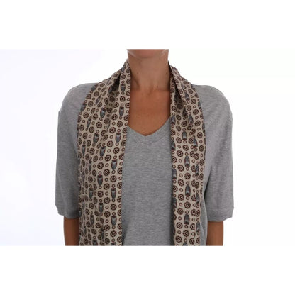 Dolce & Gabbana Gray Cotton Owl Silk Scarf Top T-shirt