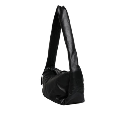 Dolce & Gabbana Black Leather Logo Plaque Shoulder Bag