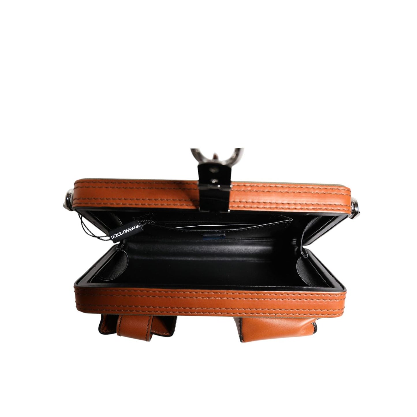 Dolce & Gabbana Green Brown Leather Clutch Purse Bag