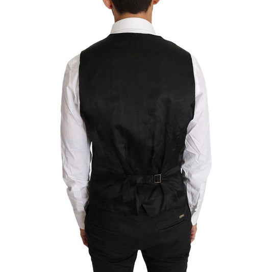 Dolce & Gabbana Gray Solid 100% Wool Waistcoat Vest