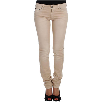 Cavalli Beige Wash Slim Fit Cotton Stretch Jeans Jeans & Pants