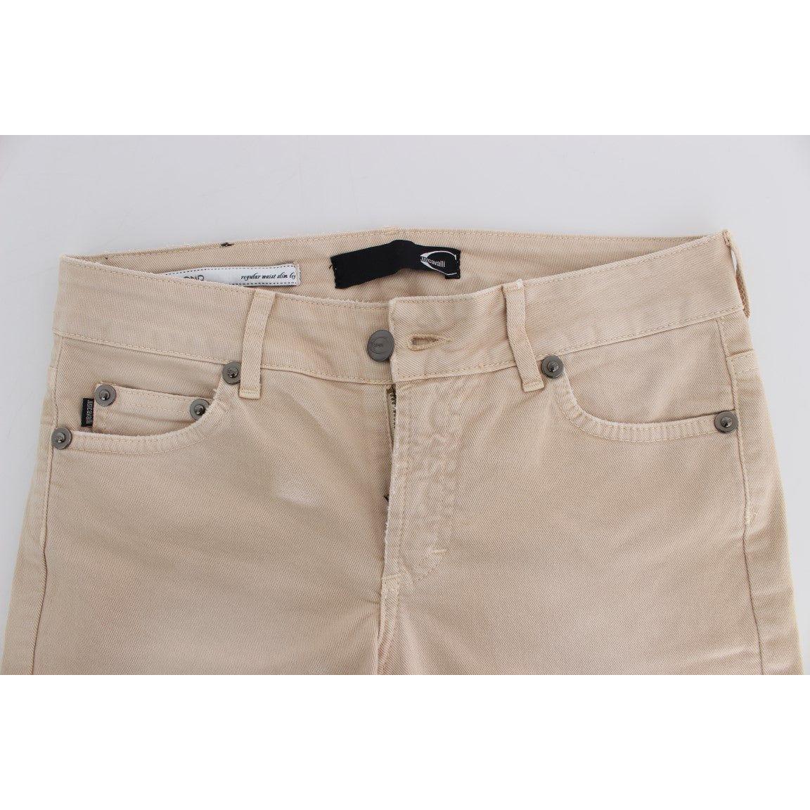 Cavalli Beige Wash Slim Fit Cotton Stretch Jeans