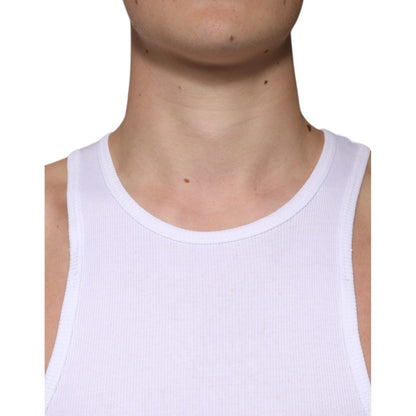 Dolce & Gabbana White Cotton Sleeveless Round Neck Tank T-shirt