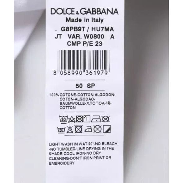 Dolce & Gabbana White Logo Print Cotton Crew Neck T-shirt