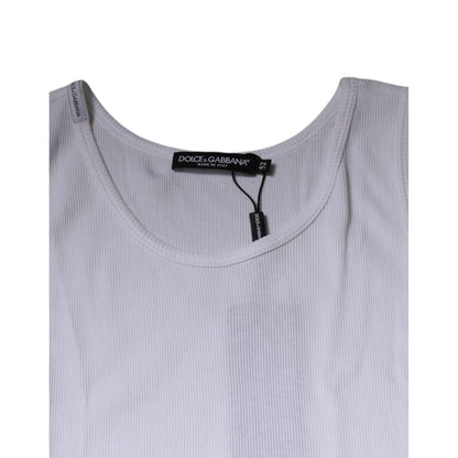 Dolce & Gabbana White Cotton Sleeveless Round Neck Tank T-shirt