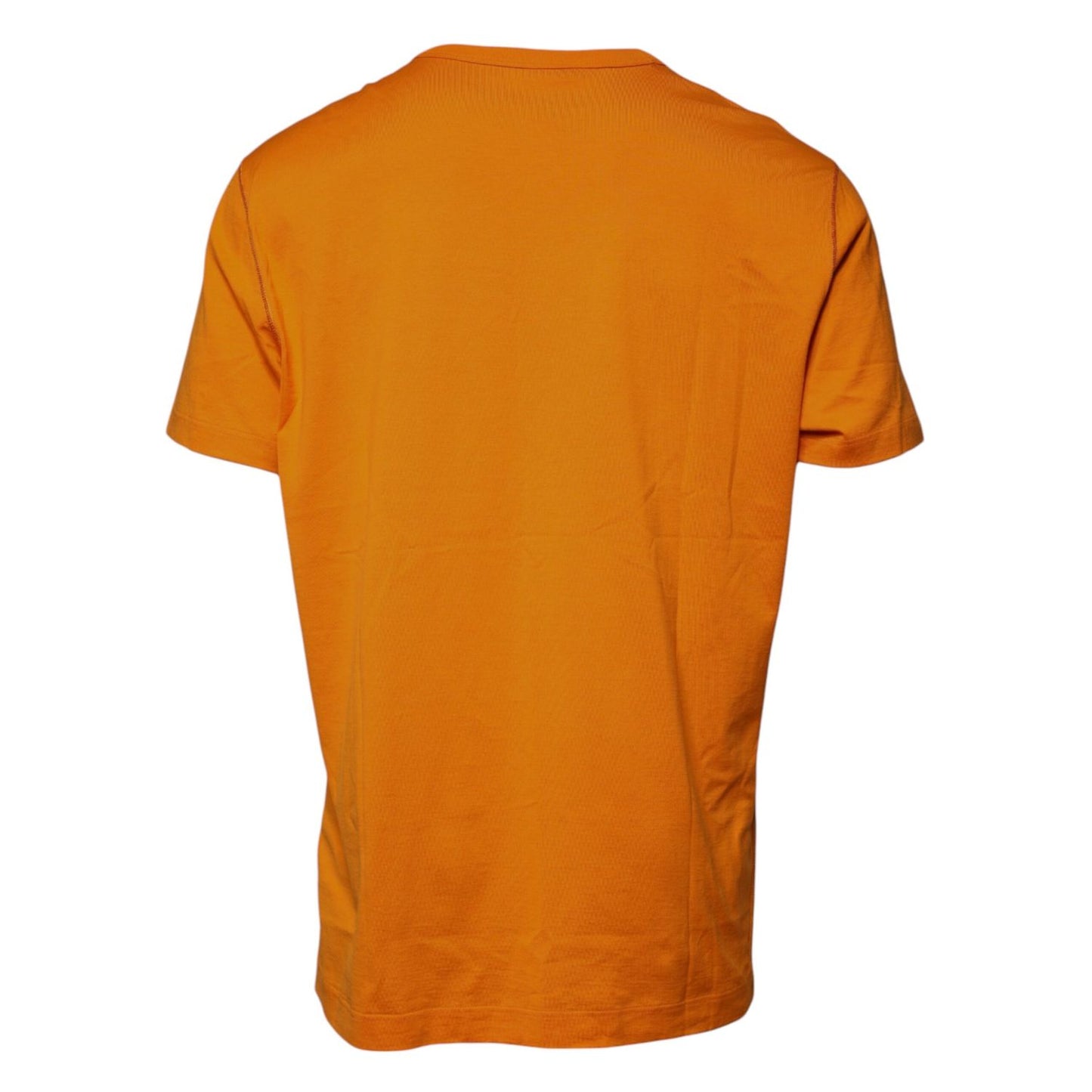 Dolce & Gabbana Orange Logo Cotton Crew Neck T-shirt