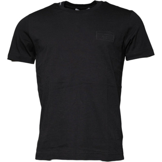 Dolce & Gabbana Black Cotton Crew Neck Short Sleeves T-shirt TSH87648-48