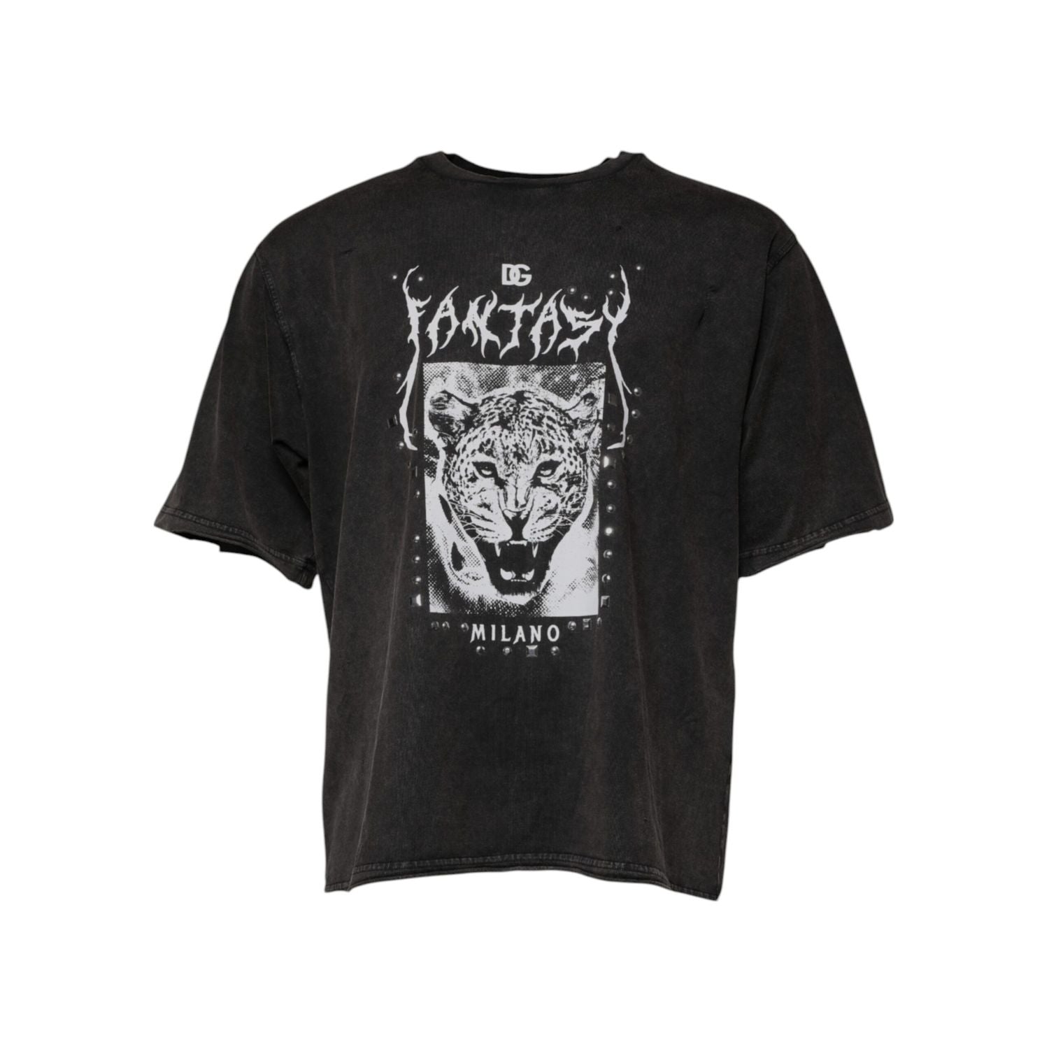 Dolce & Gabbana Gray Leopard Print Cotton Crew Neck T-shirt
