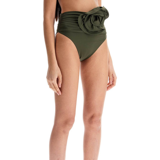 Magda Butrym high-waisted bikini bottom with flower-shaped clip.